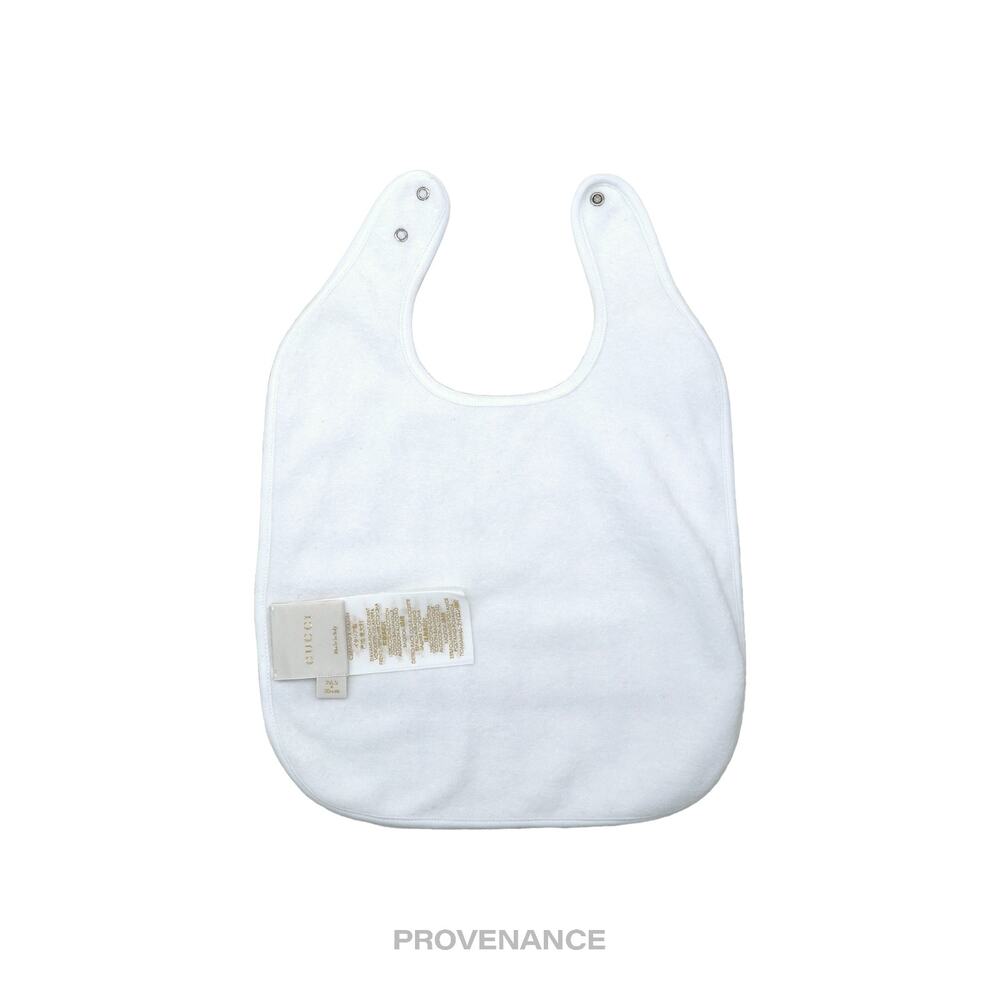 🔴 Gucci Baby Bib - Teddy Bear Web Stripe White Pink Grey - Picture 2 of 5